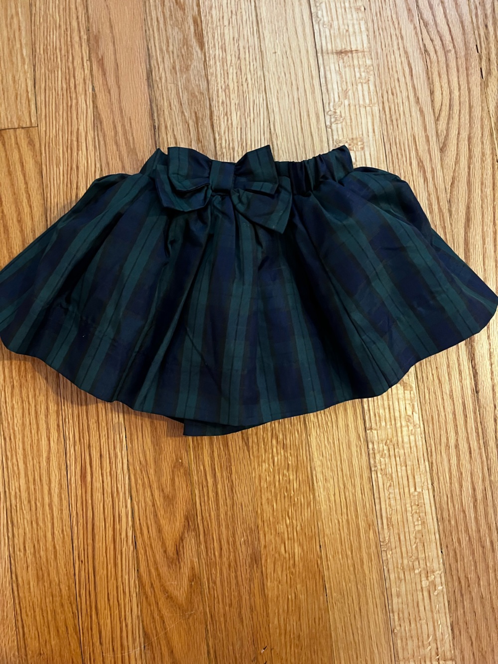 Edgehill Collection Girls Black and Green Plaid Bow Skirt